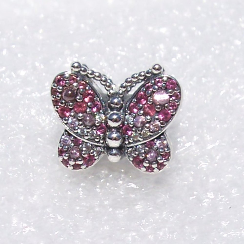 Pandora Dazzling PINK Butterfly Bracelet Charm - Picture 2 of 8